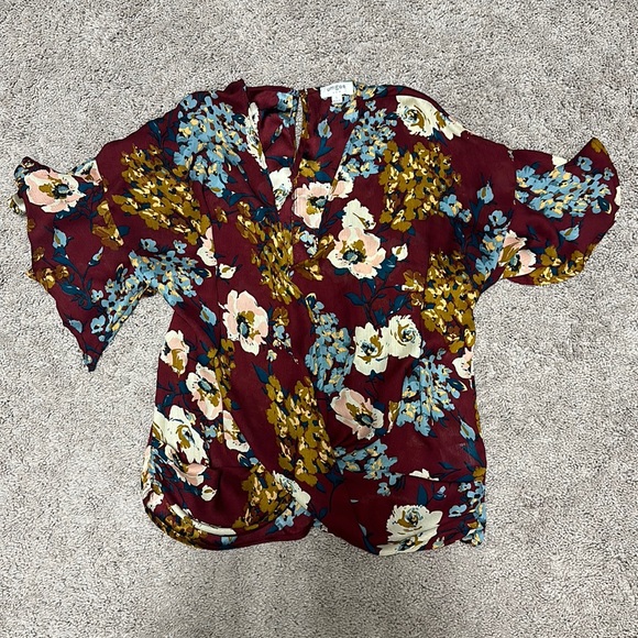 Burgundy floral blouse - Picture 3 of 10
